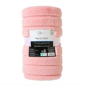 Mainstays Blush Pink Luxury Striped Faux Fur Throw 50x60 - Adult/Teens